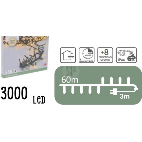 LUCI LED 3000 BULBI LUCE CALDA 60 MT.